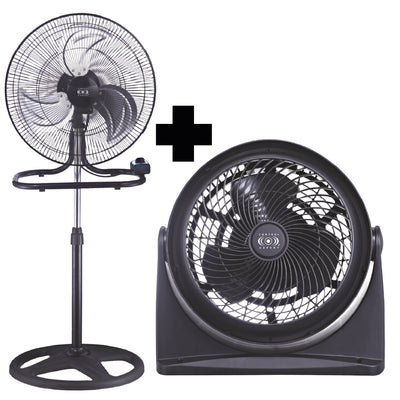 kit de Ventilador de Pedestal 18” 3 en 1 + Ventilador de 9” para Escritorio