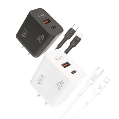 Cargador 2 Puertos USB y Tipo Compatible Con iPhone 1 Metro 20W