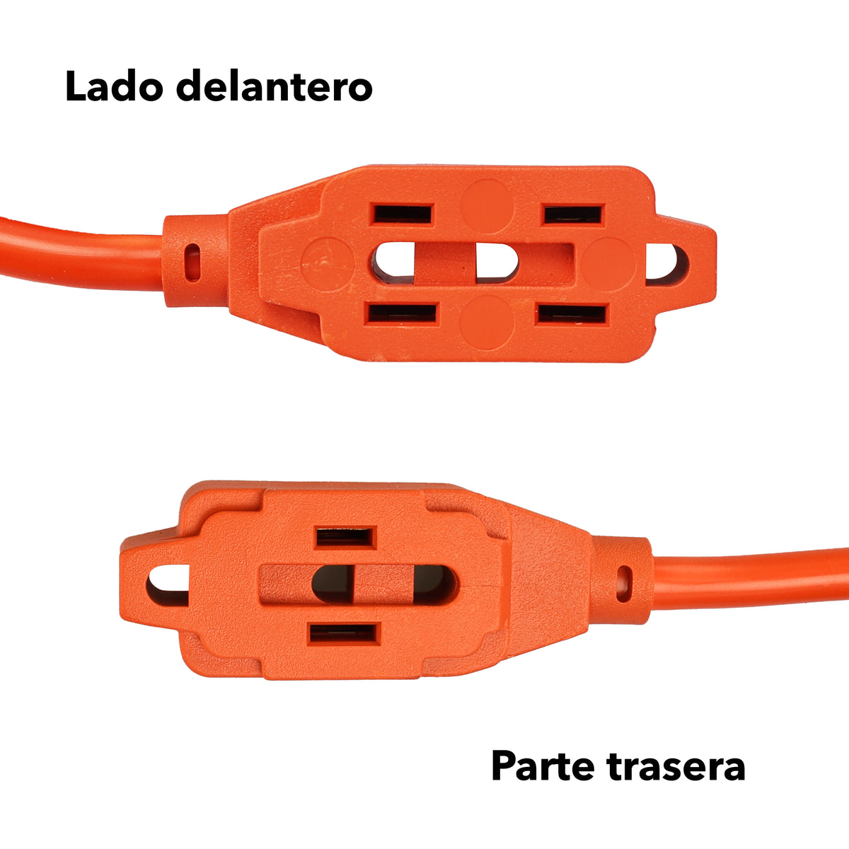 Extensión Eléctrica Uso Rudo 10 Metros Naranja Calibre 16 AWG, Cable Resistente con Clavija y Contacto Reforzados