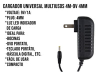 Eliminador Para Bocinas 9V 1A Punta Amarilla 4mm