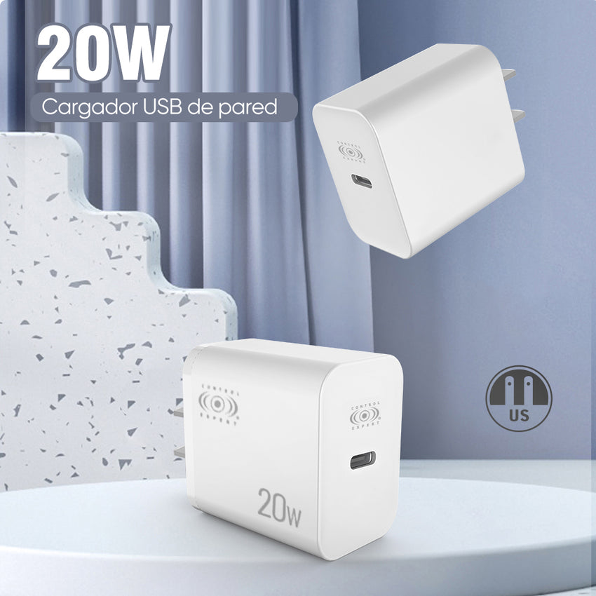 Cargador USB 20W Portátil 5V 3A Carga Rápida - Blanco