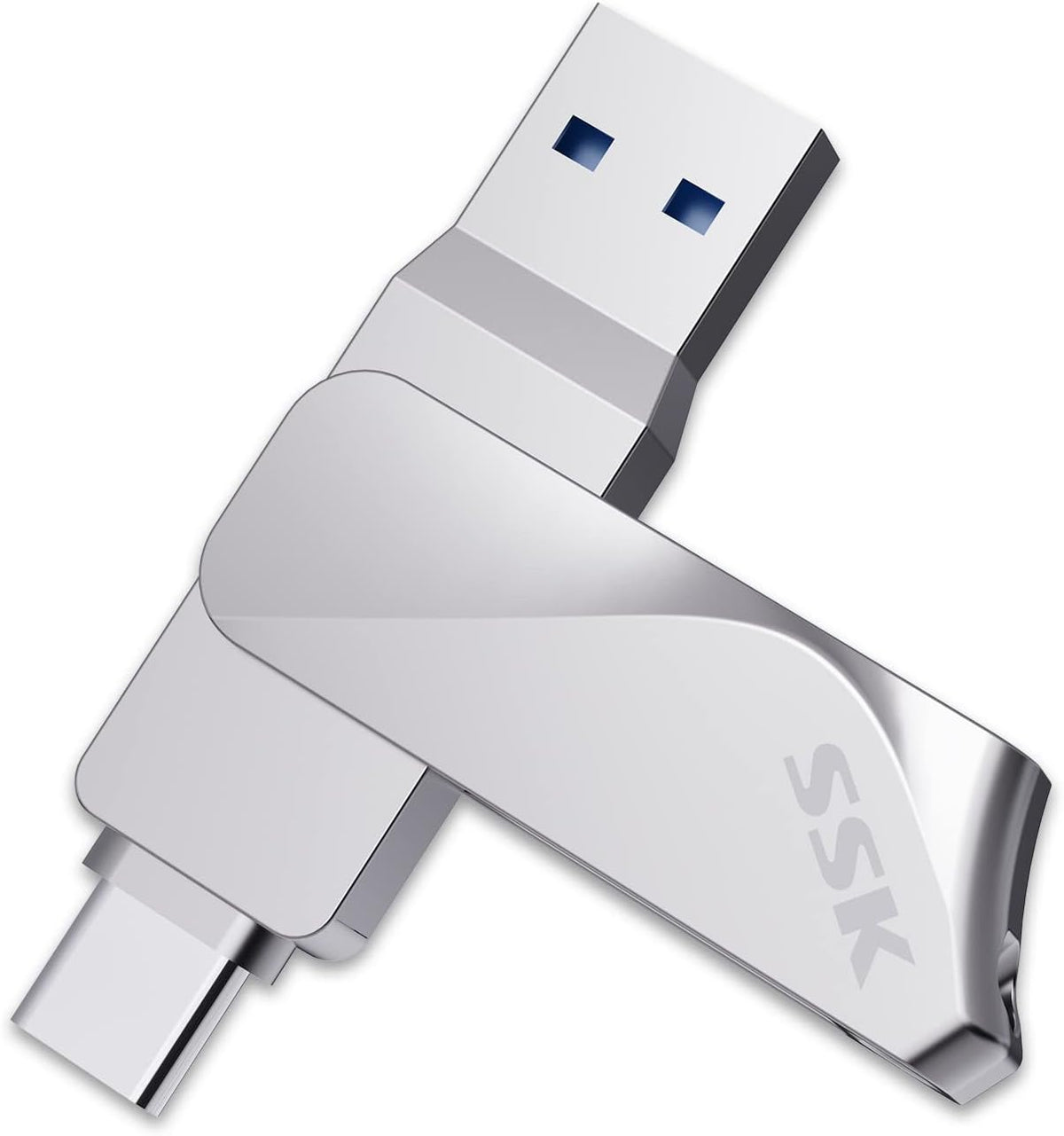 SSK - Unidad flash USB C de 128 GB, 2 en 1, OTG USB A 3.2 + tipo C, Thunderbolt, hasta 200 MB/s, para teléfonos Android