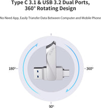 SSK - Unidad flash USB C de 128 GB, 2 en 1, OTG USB A 3.2 + tipo C, Thunderbolt, hasta 200 MB/s, para teléfonos Android