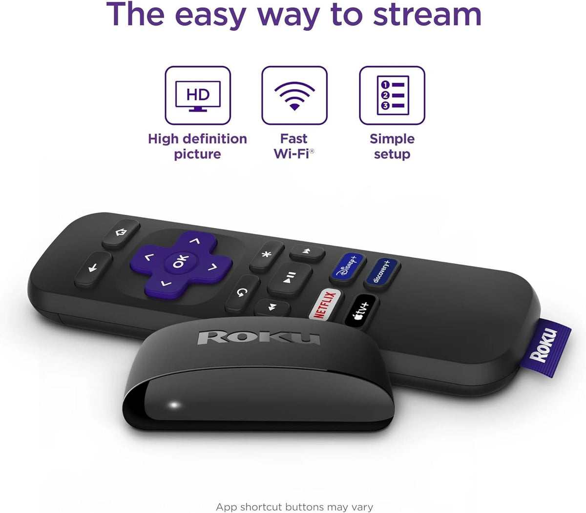 ROKU Express 3960RW: Streaming HD Fácil y Potente, Incluye Cable HDMI,