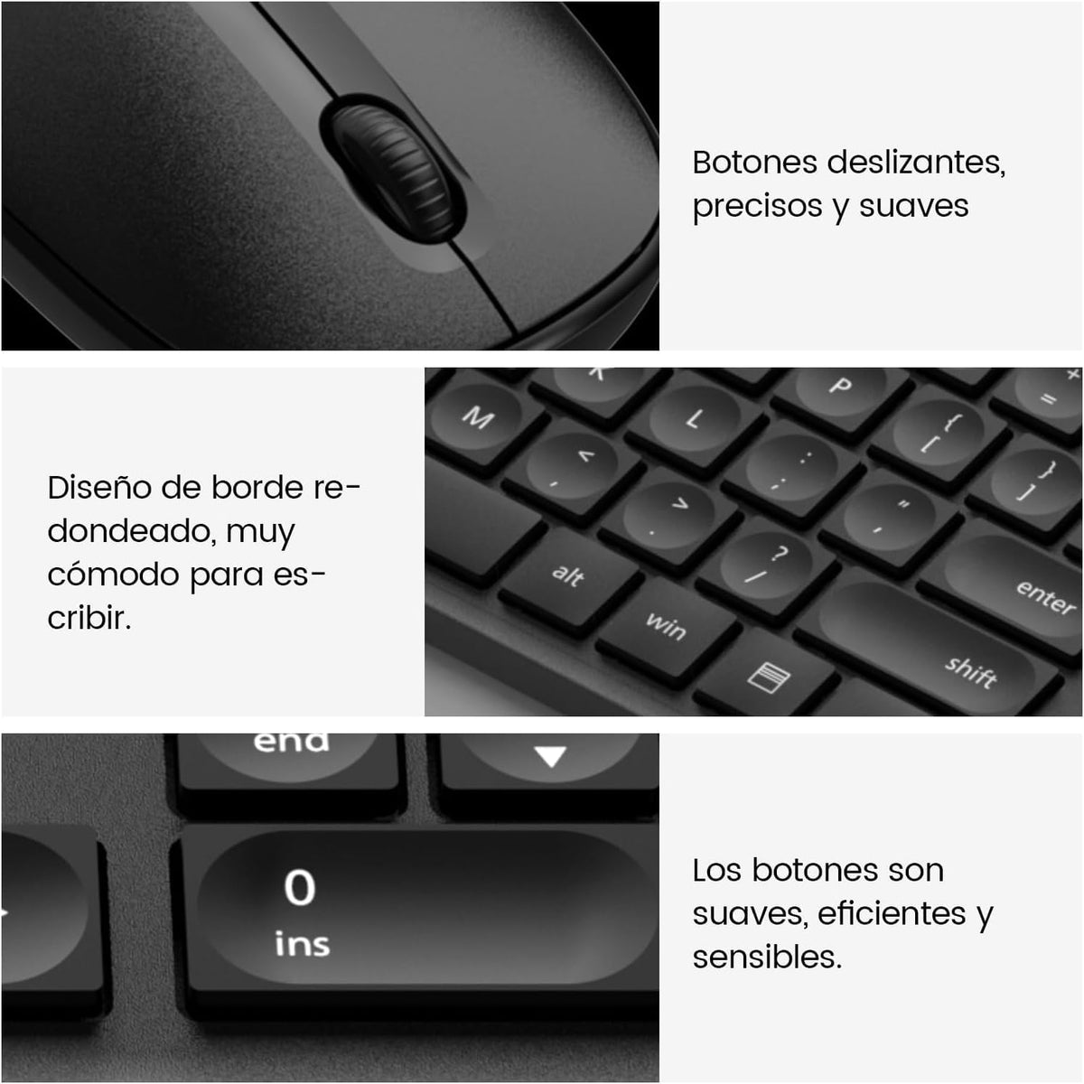 PHILIPS Combo Teclado y Mouse Inalámbricos SPT6318B/85, Conexión 2.4 GHz, Mouse Silencioso 1600 dpi, Teclas Multimedia, Diseño Compacto, Compatible con Windows, Mac y Linux