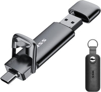 Unidad flash USB C dual de 256 GB, unidad flash 2 en 1 tipo C+ USB A 3.2 Gen2 de estado sólido, velocidad súper rápida de hasta 550 MB/s