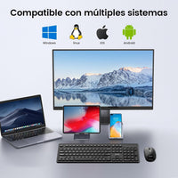 PHILIPS Combo Teclado y Mouse Inalámbricos SPT6318B/85, Conexión 2.4 GHz, Mouse Silencioso 1600 dpi, Teclas Multimedia, Diseño Compacto, Compatible con Windows, Mac y Linux