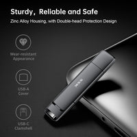 SSK Unidad Flash USB C Dual de 512GB, 2 en 1 USB 3.2 Gen2 de Estado sólido, Unidad de Memoria USB Tipo C SSD rápida de 550 MB/s