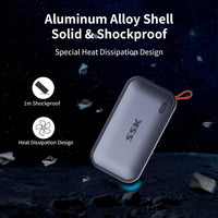 SSK SSD portátil de 500 GB de estado sólido externo, hasta 1050 MB/s, USB C SSD, disco duro externo USB 3.2 Gen2 para iPhone 15/Pro, Windows, Mac, teléfonos y tabletas Android