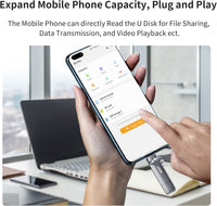 Unidad flash USB C dual de 256 GB, unidad flash 2 en 1 tipo C+ USB A 3.2 Gen2 de estado sólido, velocidad súper rápida de hasta 550 MB/s