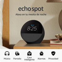 Amazon Echo Spot Bocina Inteligente Pantalla Con Reloj