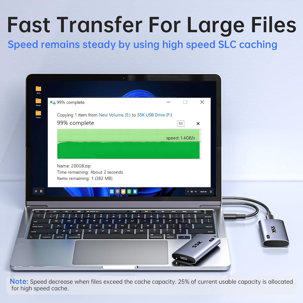 SSK SSD portátil de 500 GB, hasta 2000 MB/s, unidades externas de estado sólido, disco duro externo USB 3.2 Gen2X2 NVMe