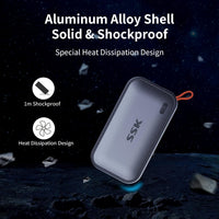 SSK - Disco duro externo SSD portátil de 1 TB, hasta 1050 MB/s USB C SSD Disco duro externo USB 3.2