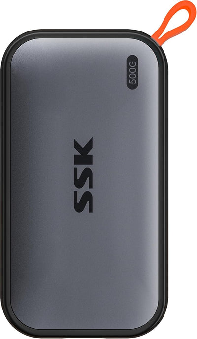 SSK SSD portátil de 500 GB de estado sólido externo, hasta 1050 MB/s, USB C SSD, disco duro externo USB 3.2 Gen2 para iPhone 15/Pro, Windows, Mac, teléfonos y tabletas Android