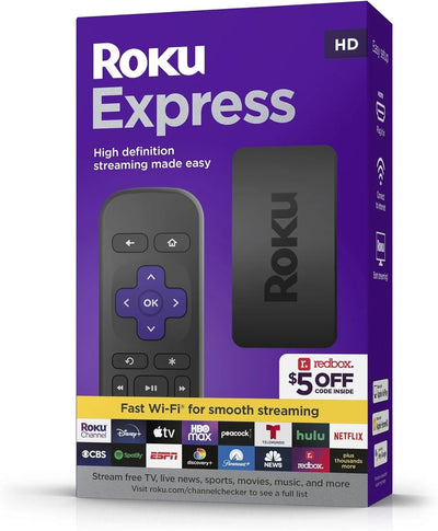 ROKU Express 3960RW: Streaming HD Fácil y Potente, Incluye Cable HDMI,