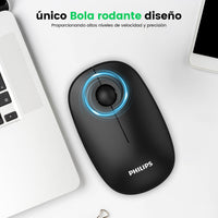 Philips Mouse Inalámbrico SPK7378 - Ergonómico, Ratón para Trabajo Remoto Conexión USB, 3 Botones, 1600 dpi, Diseño Compacto, Compatible con PC, Laptop, Computadora