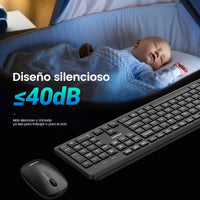 PHILIPS Combo Teclado y Mouse Inalámbricos SPT6318B/85, Conexión 2.4 GHz, Mouse Silencioso 1600 dpi, Teclas Multimedia, Diseño Compacto, Compatible con Windows, Mac y Linux