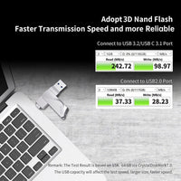 SSK - Unidad flash USB C de 64 GB, 2 en 1, OTG USB A 3.2 + tipo C, Thunderbolt Pendrive hasta 200 MB/s