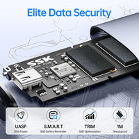 SSK SSD portátil de 500 GB, hasta 2000 MB/s, unidades externas de estado sólido, disco duro externo USB 3.2 Gen2X2 NVMe