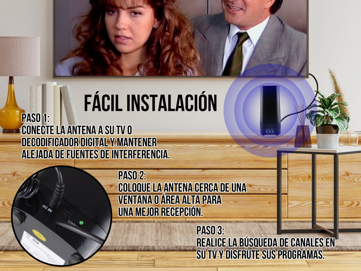 Antena/Amplificador UHF – Rango de Frecuencia de 470 a 892 MHz con Baja Interferencia