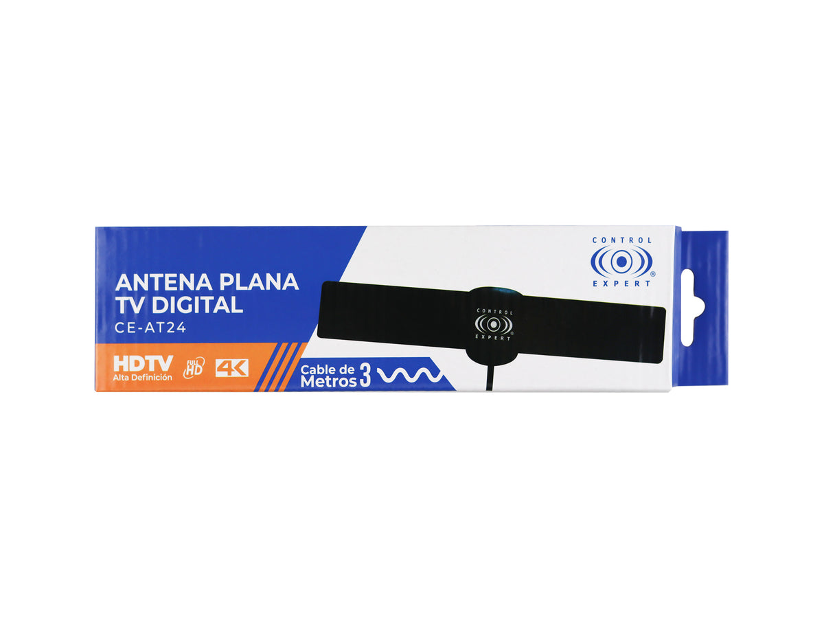 Antena Digital Plana HDTV – Ultra Compacta con Amplificación de Señal