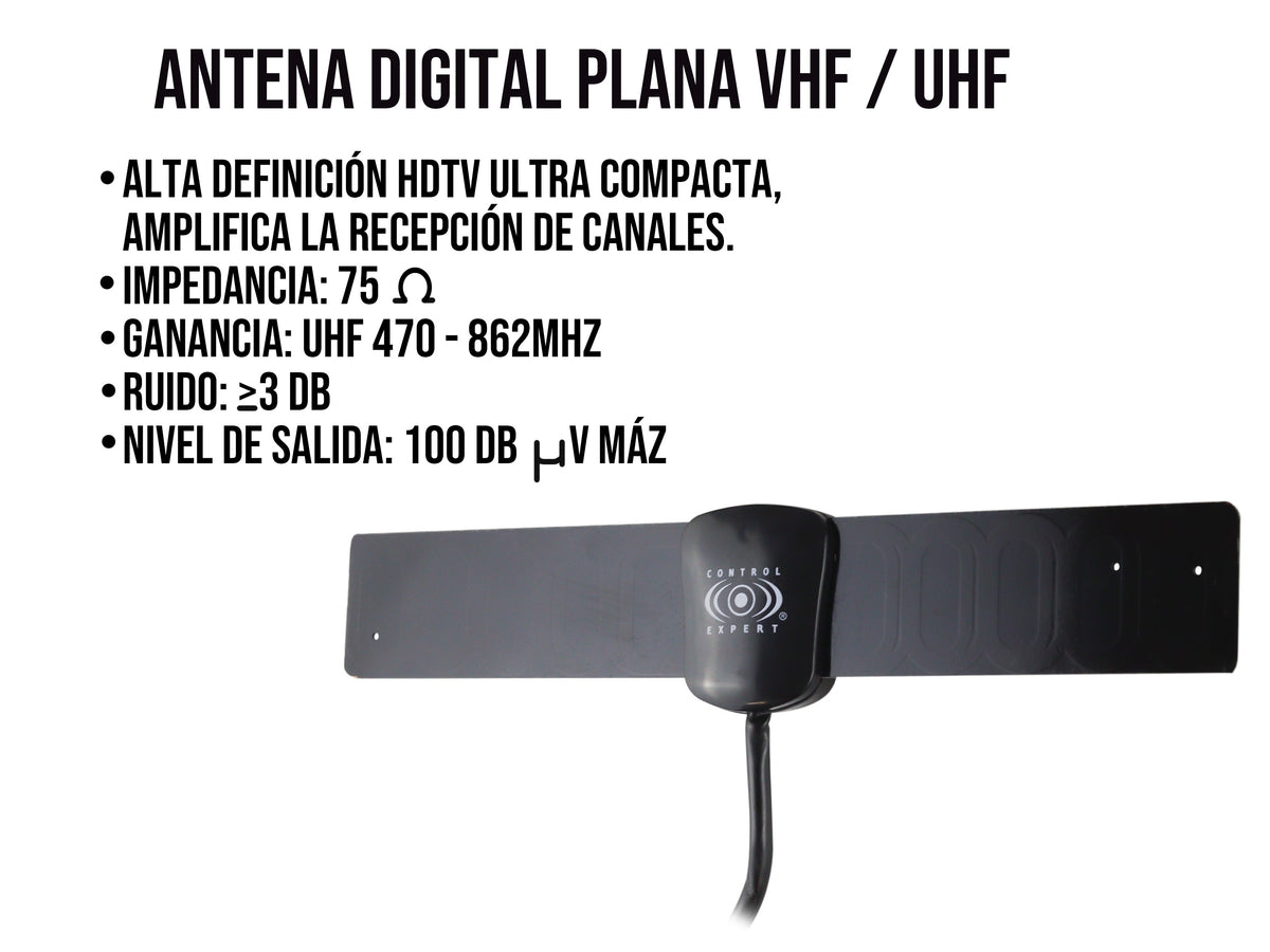 Antena Digital Plana HDTV – Ultra Compacta con Amplificación de Señal