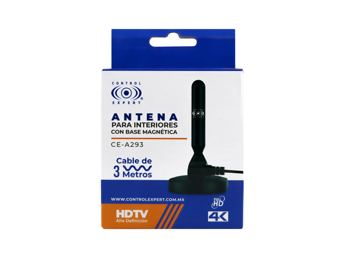 Antena HD con Base de Imán – Frecuencia UHF 470-890 MHz, 360° de Cobertura