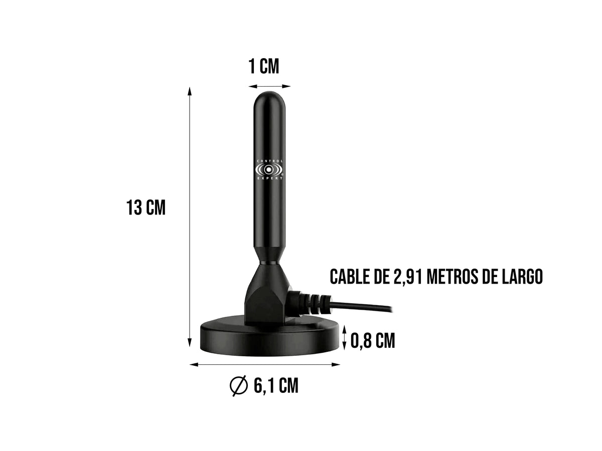Antena HD con Base de Imán – Frecuencia UHF 470-890 MHz, 360° de Cobertura