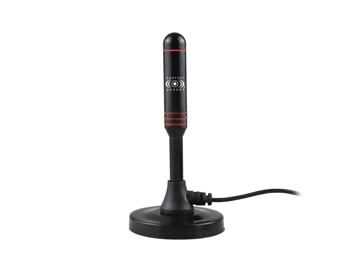 Antena HD de Imán para TV – VHF/UHF, 5 dB de Ganancia, Base Magnética