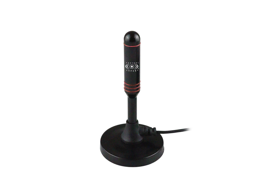 Antena HD de Imán para TV – VHF/UHF, 5 dB de Ganancia, Base Magnética