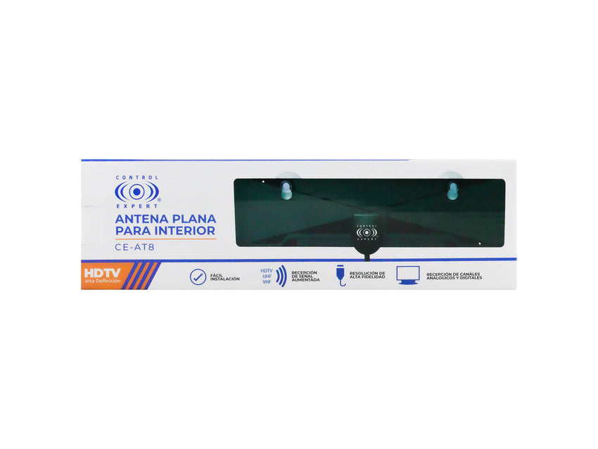 Antena Plana HD para Interior con Ventosas – Alta Fidelidad y Recepción Mejorada HDTV/VHF/UHF