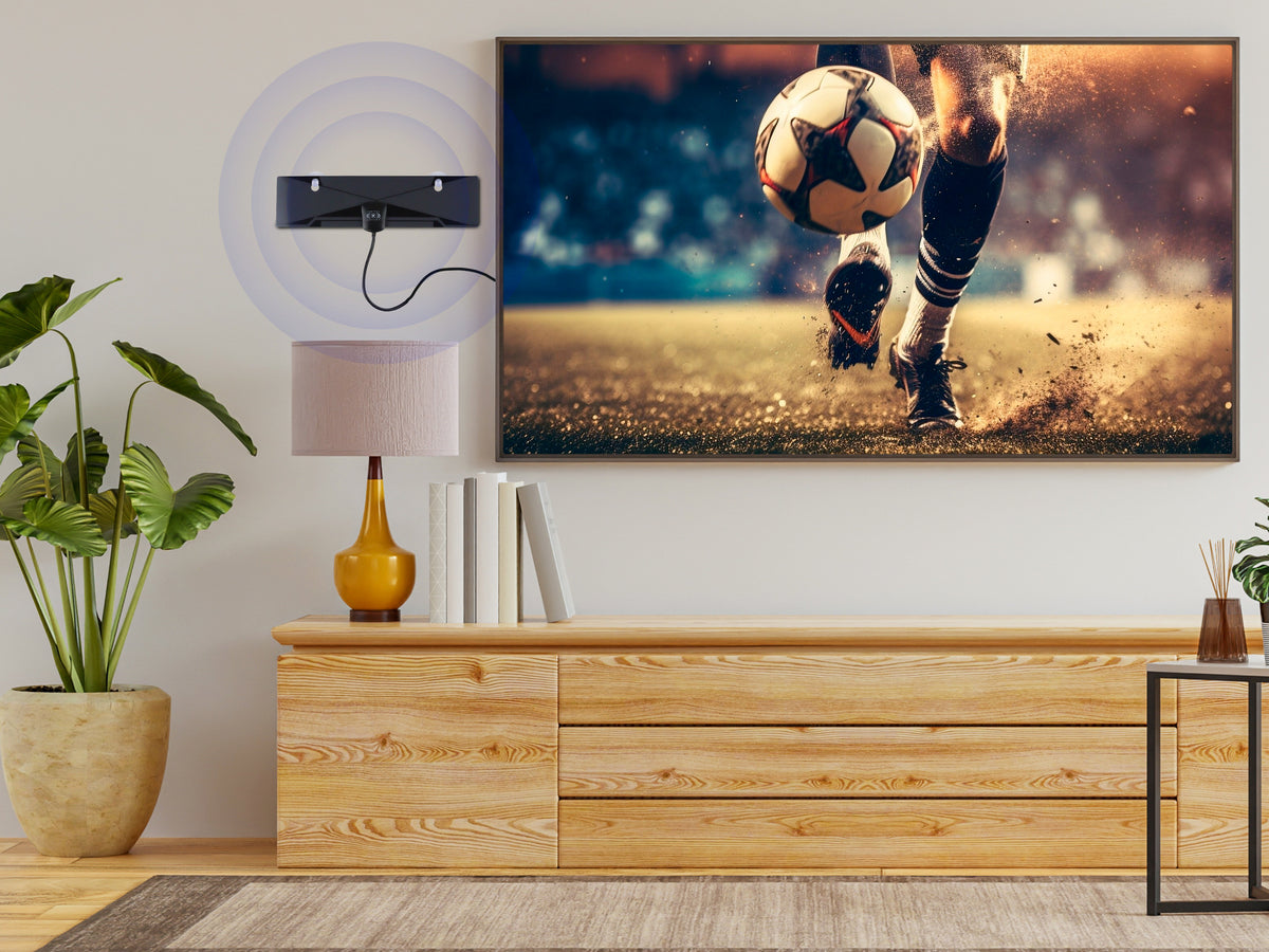 Antena Plana HD para Interior con Ventosas – Alta Fidelidad y Recepción Mejorada HDTV/VHF/UHF