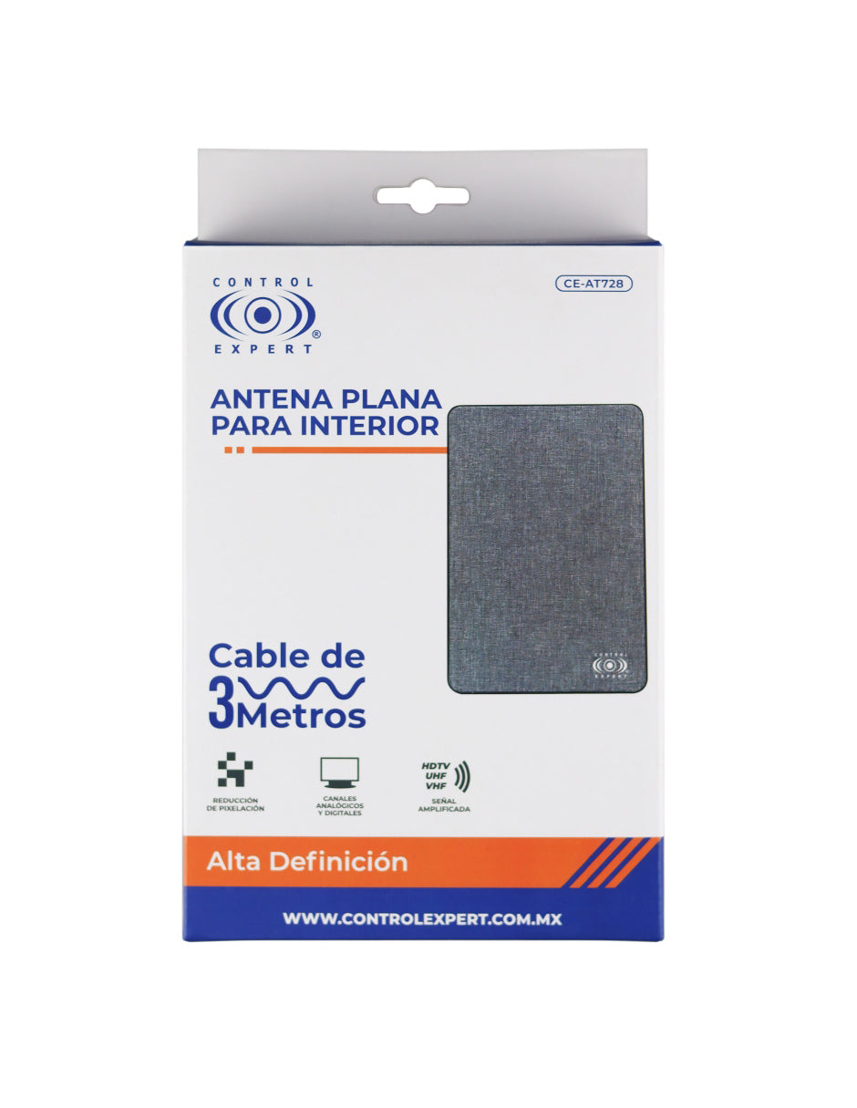 Antena de Alta Definición HDTV – Señal Amplificada, 3m de Cable, Diseño Moderno