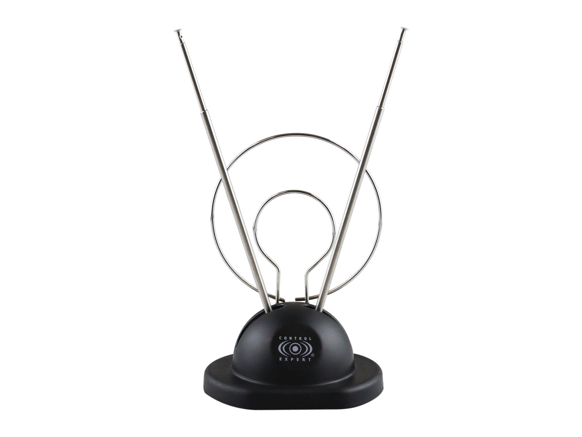 Antena de Conejo Universal con Anillos Metálicos – Alta Recepción HDTV/VHF/UHF