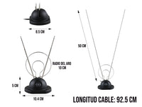 Antena de Conejo Universal con Anillos Metálicos – Alta Recepción HDTV/VHF/UHF
