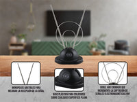 Antena de Conejo Universal con Anillos Metálicos – Alta Recepción HDTV/VHF/UHF