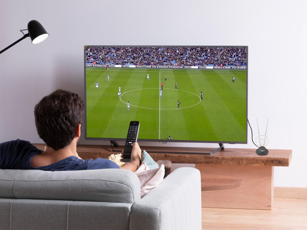 Antena de Conejo Universal con Anillos Metálicos – Alta Recepción HDTV/VHF/UHF