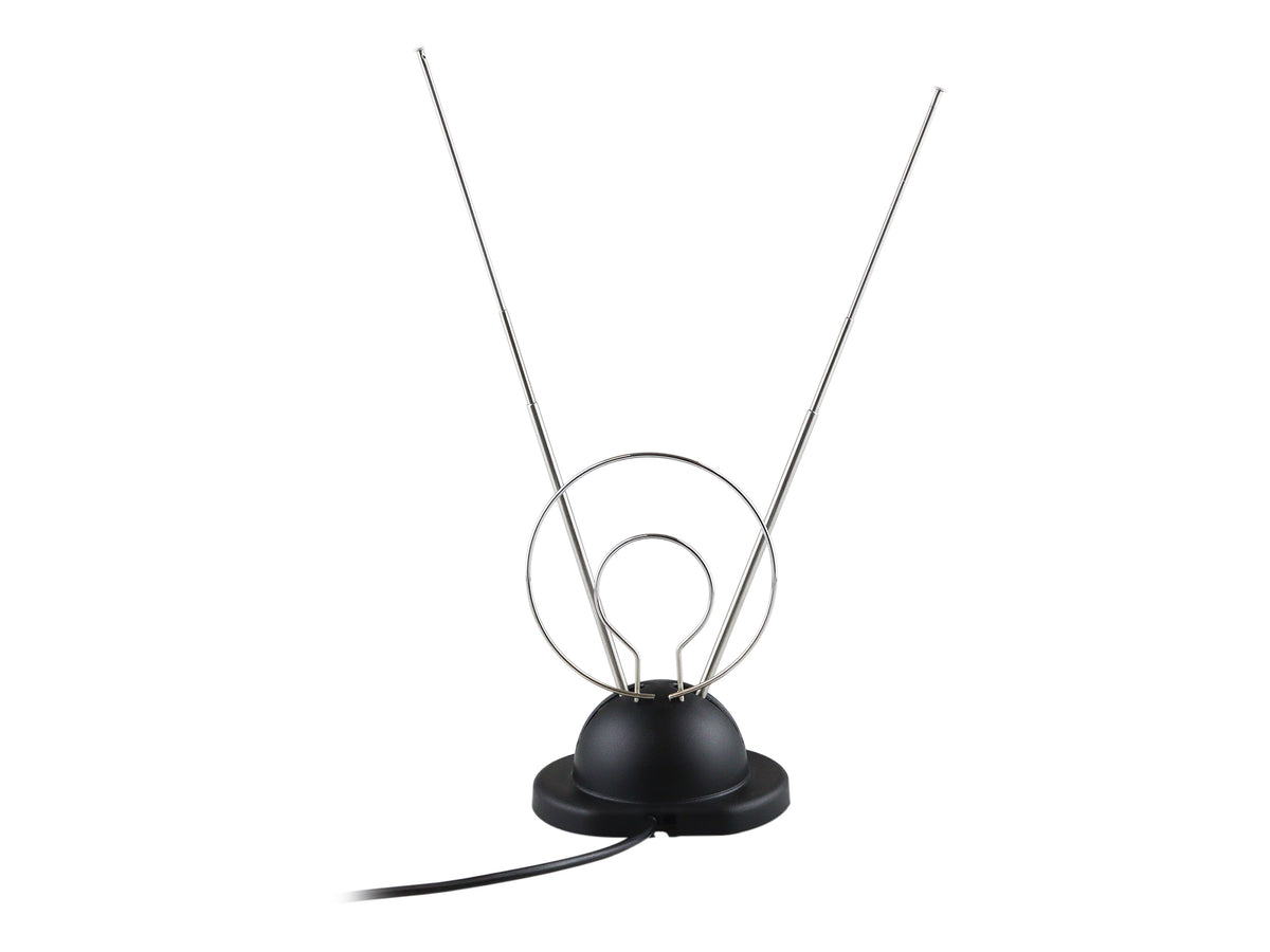 Antena de Conejo Universal con Anillos Metálicos – Alta Recepción HDTV/VHF/UHF