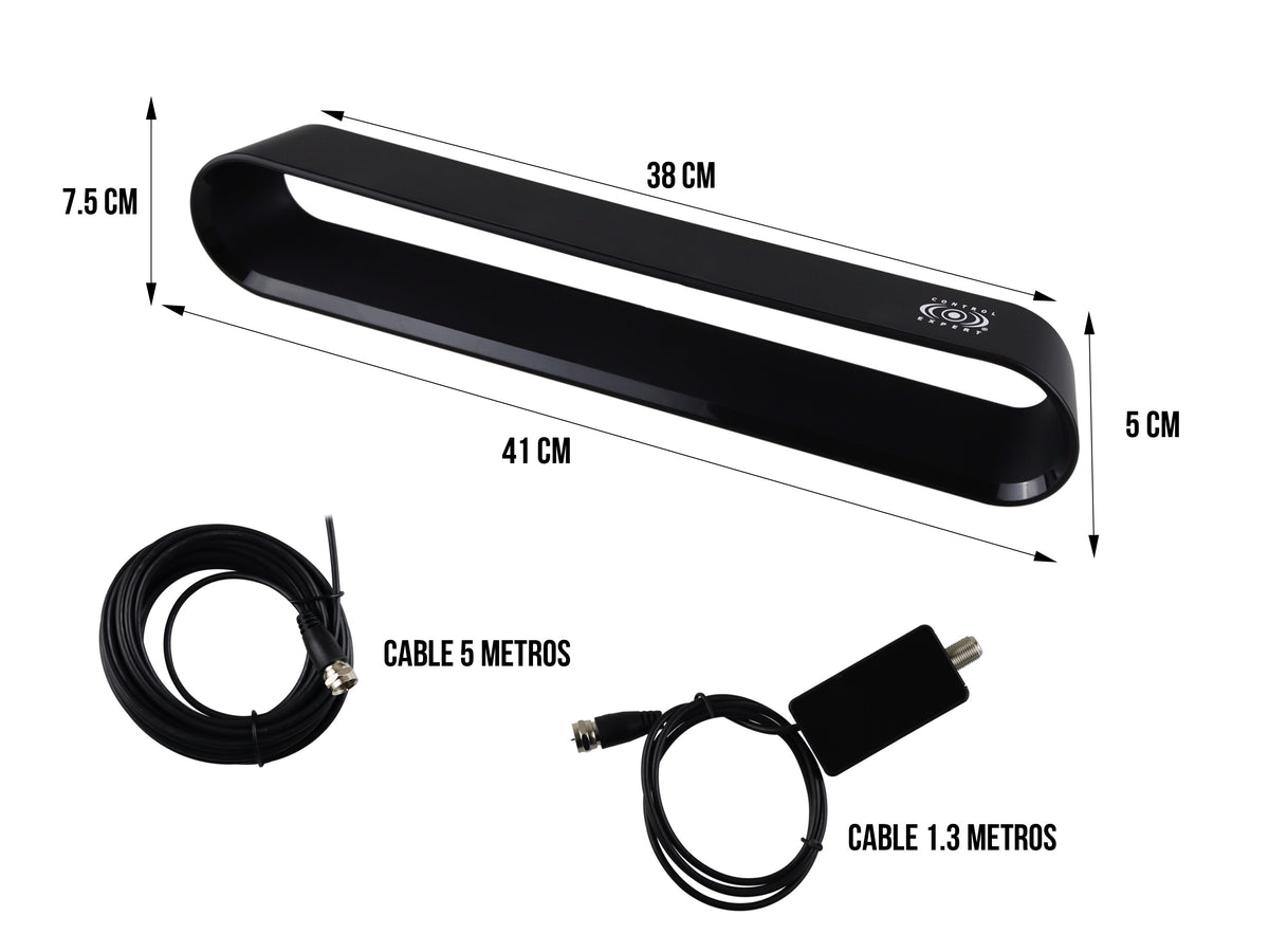 Antena de Interior con Amplificador USB y Cable Coaxial de 5 Metros – Máxima Recepción UHF / MHz