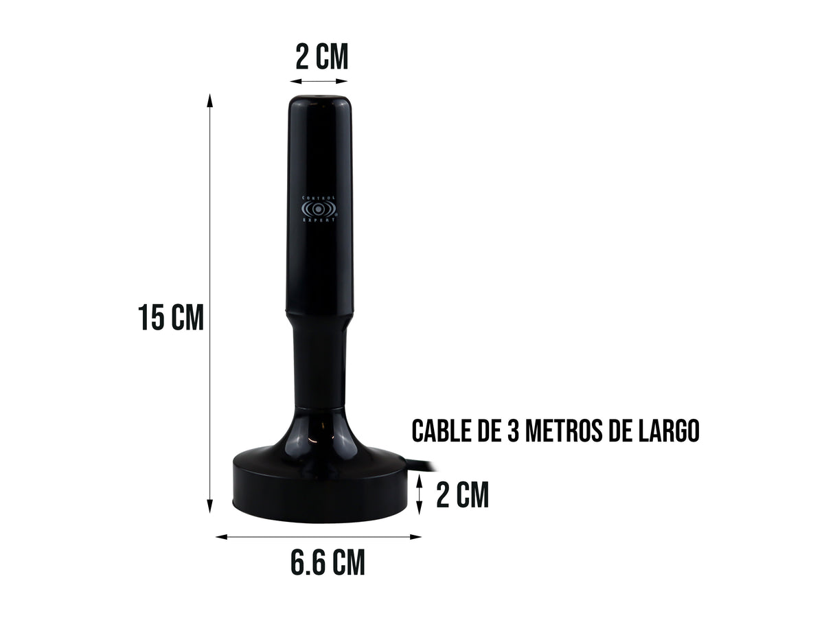Antena de interior HD con Base Magnética y con Cable Coaxial de 3 Metros