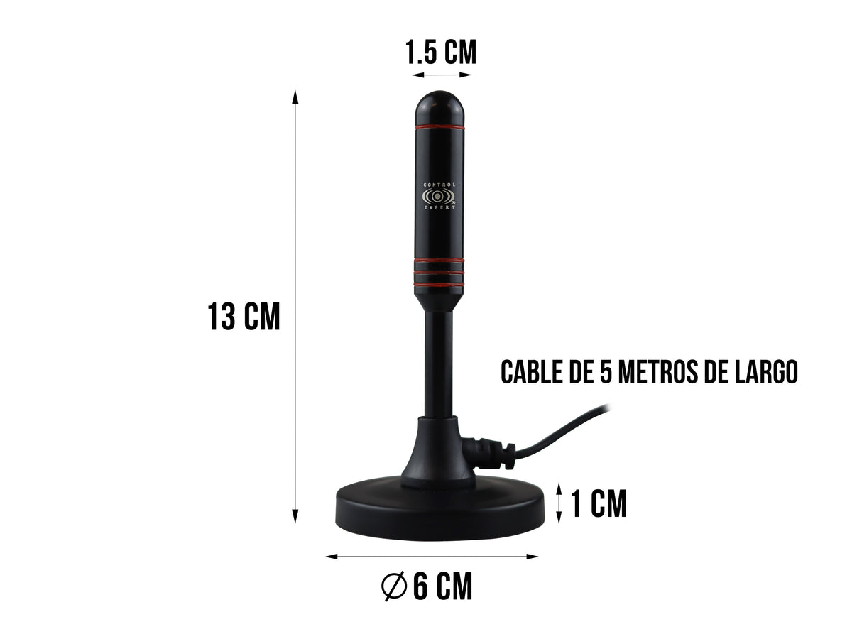 Antena de interior VHF/UHF Compacta – Excelente Recepción con Bajo Perfil y Peso Ligero