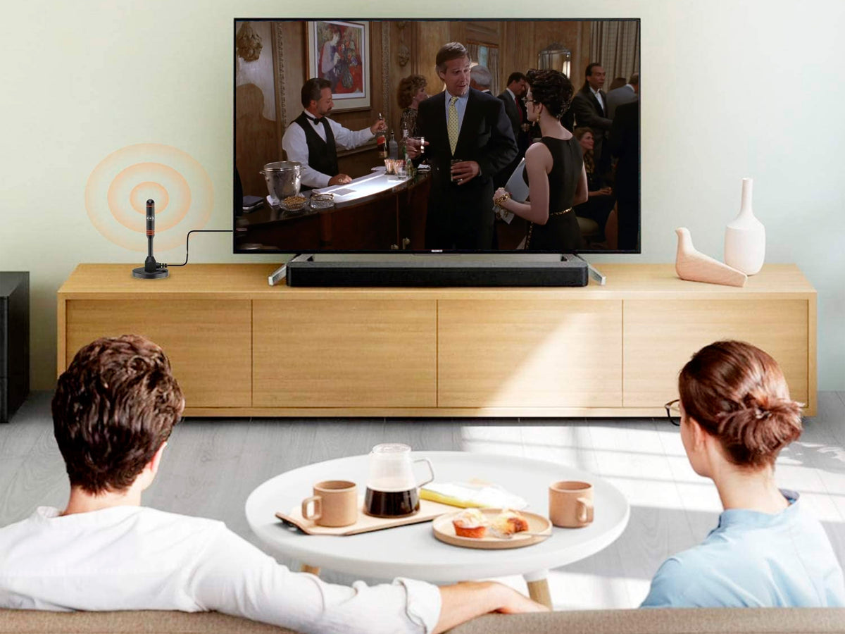 Antena de interior VHF/UHF Compacta – Excelente Recepción con Bajo Perfil y Peso Ligero