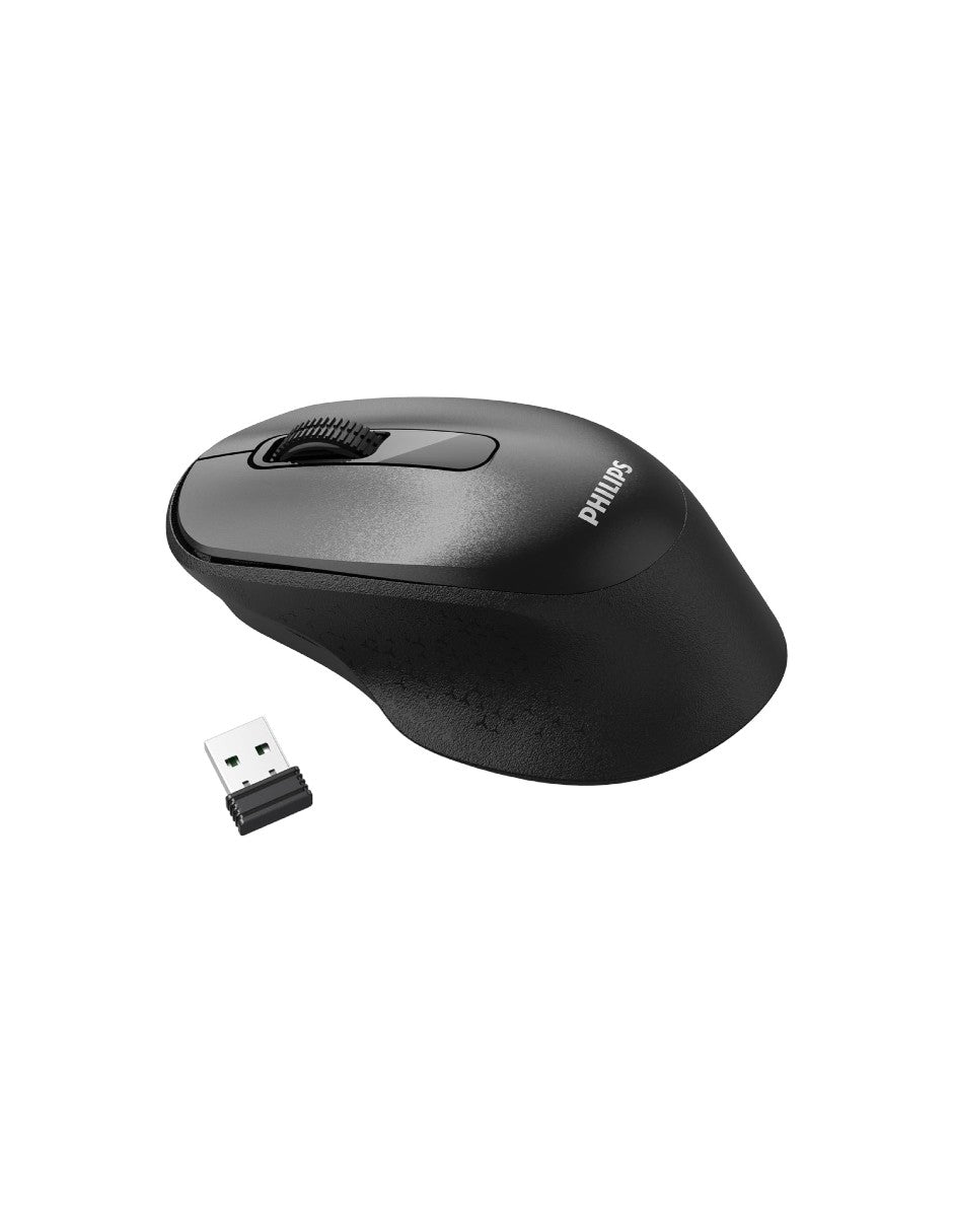 Philips Mouse Inalámbrico SPK7448 Mouse Ergonómico Conexión USB, Diseño Cómodo, 3 Botones, Rueda de Desplazamiento, para Computadora, Laptop, PC, Portátil, Oficina y Hogar
