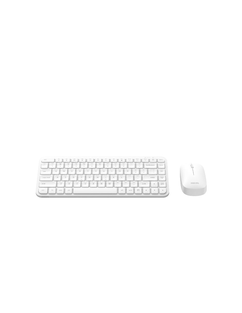 PHILIPS Combo Teclado y Mouse Inalámbricos SPT6338, Conexión 2.4 GHz, Mouse Silencioso 1600 dpi, Diseño Compacto, Teclas Multimedia, Compatible con Windows, Mac y Linux