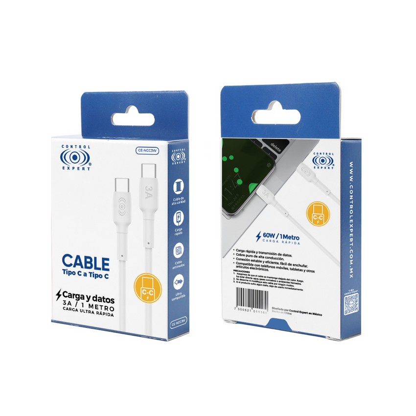 Cable Tipo C A Tipo C 60w Carga Rápida Y Datos 3a Universal