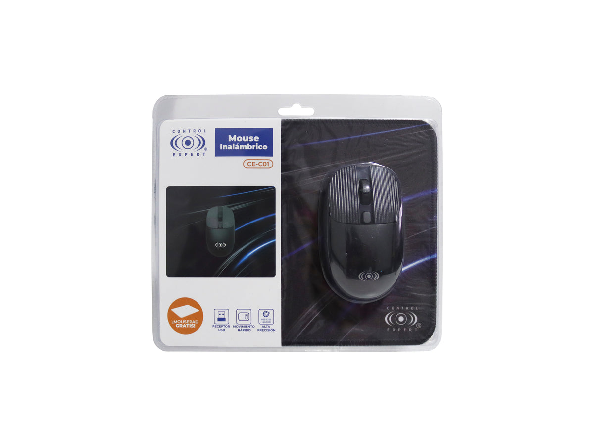 Mouse Inalámbrico USB con DPI Ajustable con Mouse Pad Ergonómico y Preciso