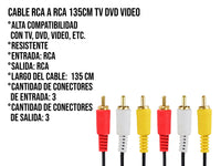Cable con conector RCA macho de 1.35 m