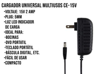 Eliminador 15v 2A Punta Amarilla 5mm