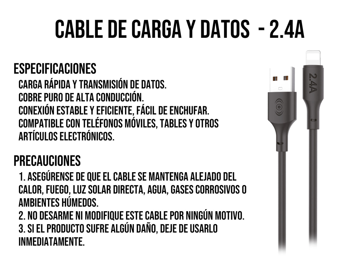 Cable USB a iPhone 1 Metro 2.4A