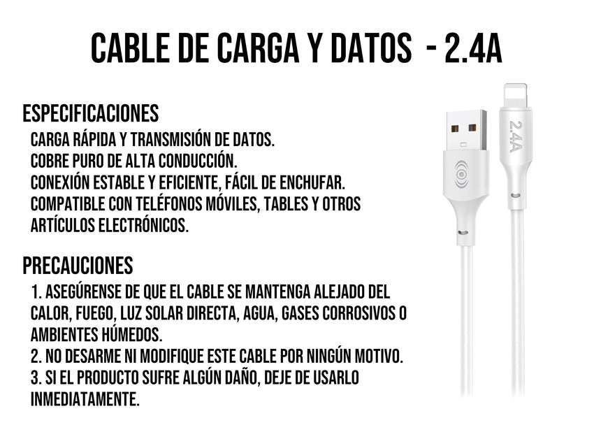 Cable USB a iPhone Blanco